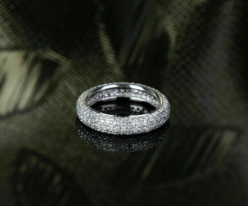 Pre-owned Natsoul 0.87ct Round Diamond Full Eternity Wedding Anniversary Band 925 Sterling Silver In White