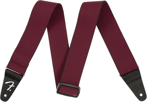 Genuine Fender WeighLess Stretch/Elastic Tweed Guitar Strap, Red Tweed