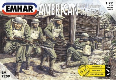 Emhar 1 72 WWI American Doughboys Infantry 7209 Plastic Toy Soldiers 50 Psc