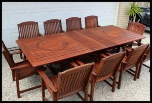 11 pce - KWILA extendable Outdoor dining setting | Outdoor ...