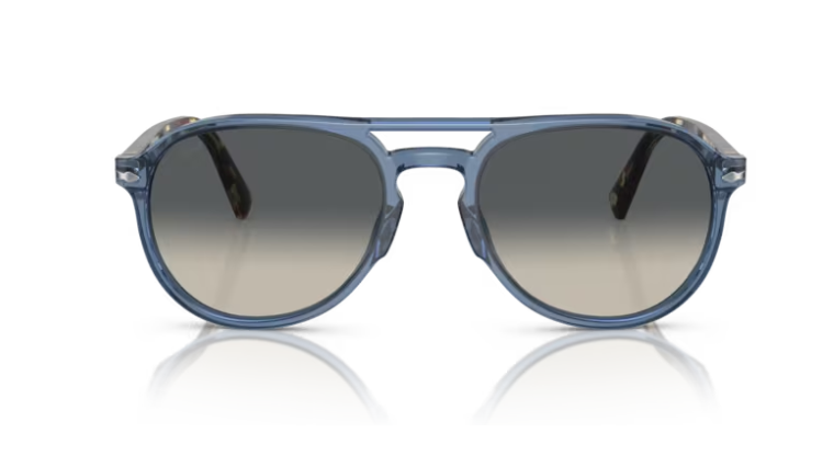 Pre-owned Persol 0po3235s 120271 Transparent Navy/grey Gradient Oval 55mm Men's Sunglasses In Light Grey Gradient Dark Grey