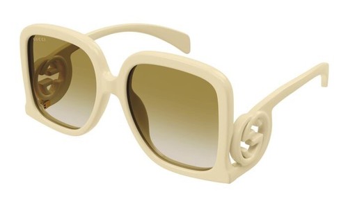 Pre-owned Gucci Gg1326s 002 Ivory Brown Gradient Lens Women Large Sunglasses Authentic