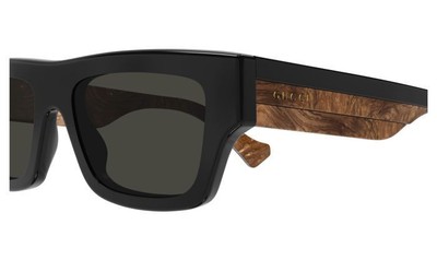 Pre-owned Gucci Gg1301s-001-55 Black Black Grey In Gray