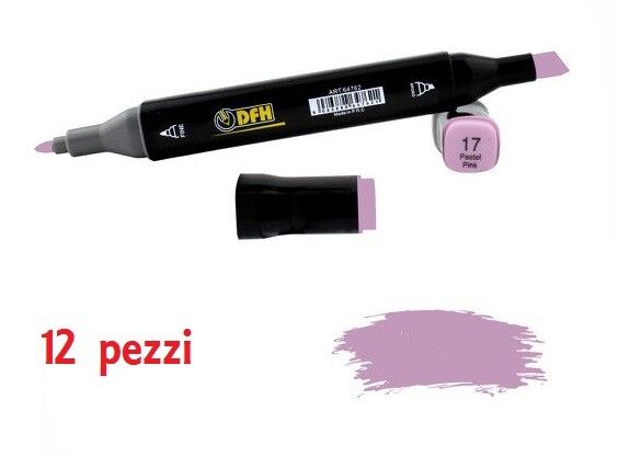 Set 12 Pz Pennarelli Doppia Punta Scuola Disegno Colore 17 Rosa Pastello dfh