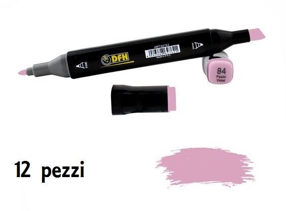 Set 12 Pz Pennarelli Doppia Punta Scuola Disegno Colore 84 Viola Pastello dfh