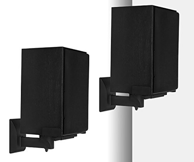 Mount-It! Speaker Wall Mounts, Pair of Universal Side Clamping Bookshelf Speaker