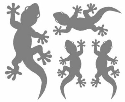 4 Gecko-Aufkleber Wandtattoo silber-metallic Auto Tuning Deko Bad Fliesen