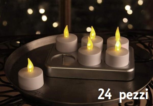 Set 24 Pz Candele Led Lumini Bianchi a Batteria Luce Decorazione dfh