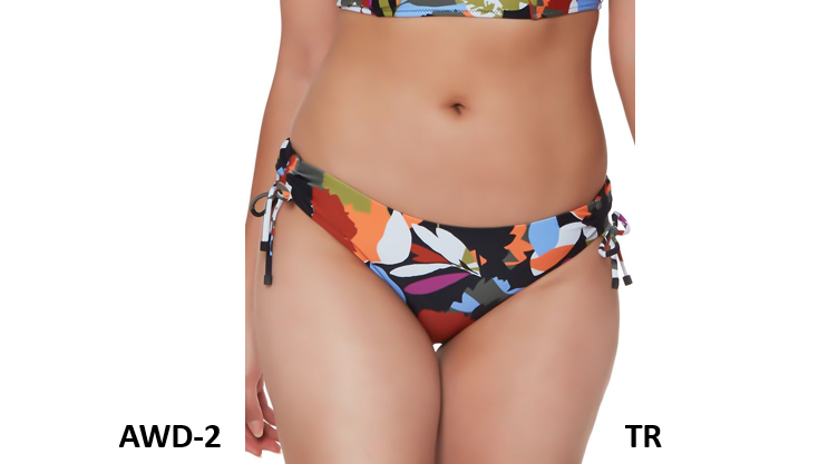 BAR III Women's Printed Side-Shirred Hipster Bottoms Swimwear, Black, XL