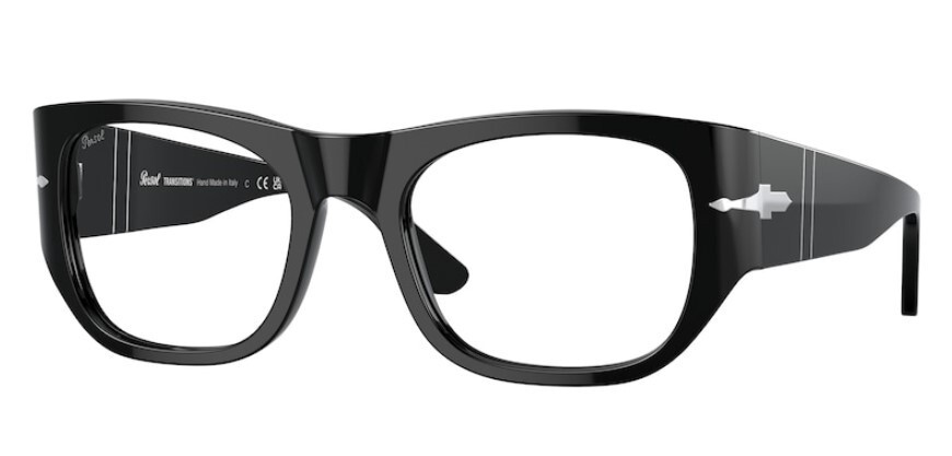 Pre-owned Persol 0po3308s 95/gh Black/transitions 8 Grey Square Unisex Sunglasses