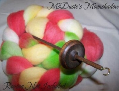 Top Whorl Drop Spindle Spinning Roving Yarn SCA 12''x 2''  Walnut Finish ~