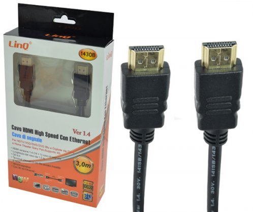 Cavo Hdmi - Hdmi High Speed Con Ethernet Ver 1.4 Lunghezza 3m Linq 143ob