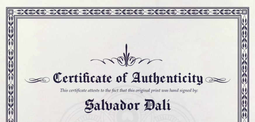 Salvador Dali, Original Hand-signed Lithograph with COA & Appraisal of $3,500