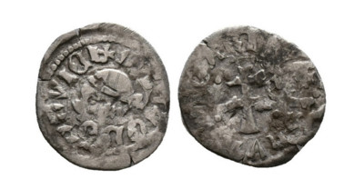 Kreuzfahrermünze Crusaders Ungarn  König Ludwig I 1373-1382 Denier 1083/5