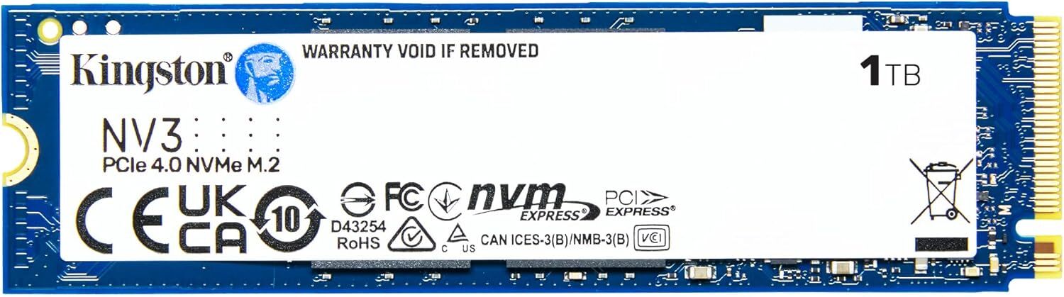 新品Kingston NV 3 1TB M.2 SSD Kingston NV3 1TB M.2 2280 NVMe SSD PCIe 4.0 Gen 4x4 Up to
