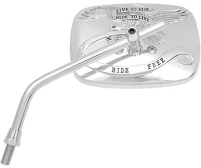 Emgo Universal Rectangular Mirror Live to Ride - Chrome - 10mm Thread - Left 