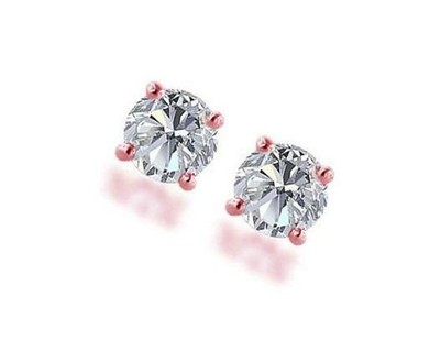 Pre-owned Your Own Diamond Real Diamond Solitaire Studs Earrings 0.70ct Four Prong Set Rose Gold Appraisal In White