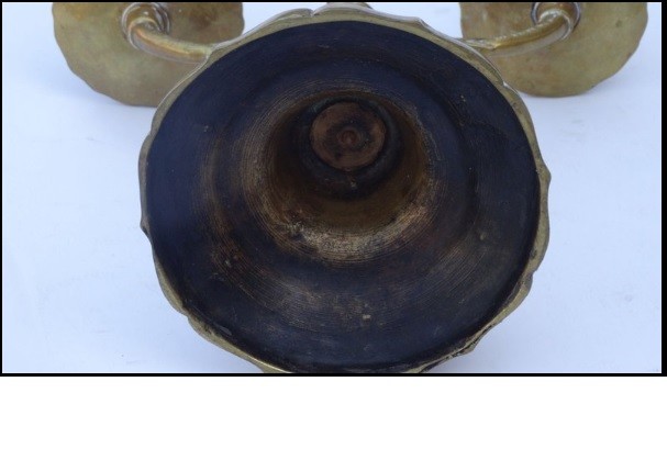 Antique Dutch Brass Double Cast Candlestick