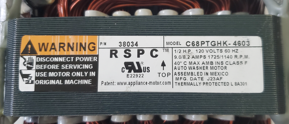 Genuine Speed Queen Alliance Amana Maytag Motor 38034 38034P 27001215 2200296