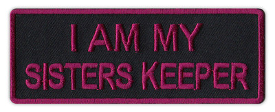 Motorcycle Jacket Embroidered Patch - I Am My Sisters Keeper (Black/Purple)