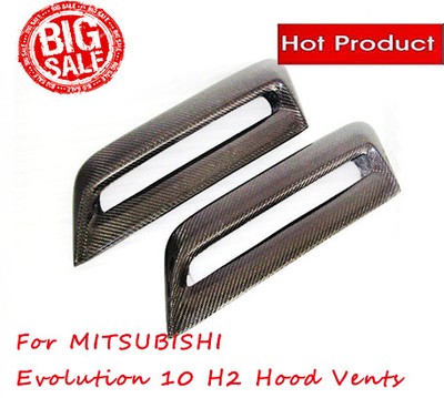 Carbon Fiber For MITSUBISHI Evolution 10 H2 Hood Vents (Single Vents, CS Style)