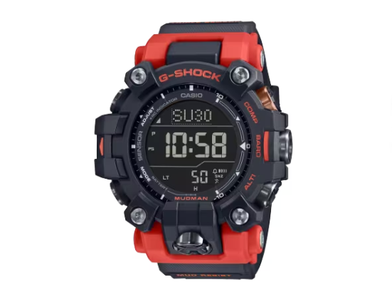 Pre-owned G-shock Casio  Master Of G-land Triple Sensor Black Red Watch Gw9500-1a4