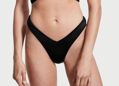 NWT VICTORIA'S SECRET Brazilian V-Front and Back Bikini Swim Bottom Black  Small