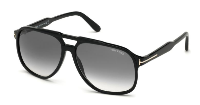 Pre-owned Tom Ford Shiny Black/gray Gradient Ft 0753 01b Raoul Unisex Sunglasses