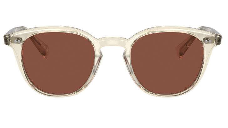 Pre-owned Oliver Peoples V5454su 1692c5 48 Desmon Sun Pale Citrin/burgundy Sunglasses In Red