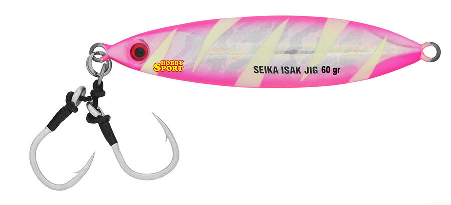 SLOW PITCH ISAK JIG 60 GR COLORE 01 PINK SILVER FLUO SEIKA TUBERTINI MARE BARCA