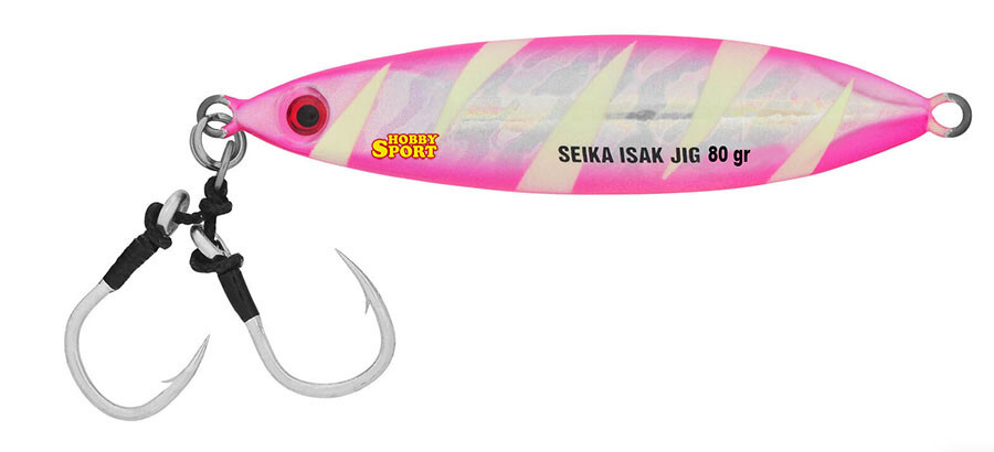 SLOW PITCH ISAK JIG 80 GR COLORE 01 PINK SILVER FLUO SEIKA TUBERTINI MARE BARCA