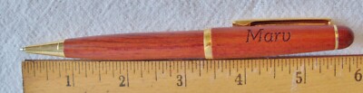 PERSONALIZED ''MARV'' LASER ENGRAVED ALASKA/EAGLE ROSEWOOD BALLPOINT CLIP PEN
