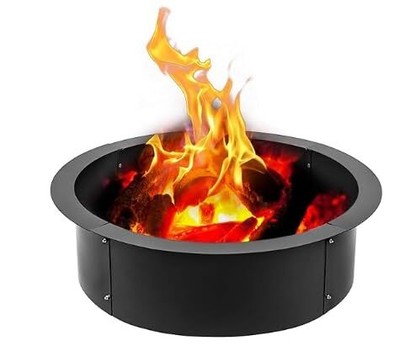 45'' Fire Pit Ring Thick Heavy Duty Solid Steel Liner DIY Campfire Ring Outdoor 