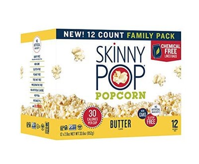 SkinnyPop Butter Microwave Popcorn Bags Healthy Snacks Microwavable Bags 2.8 ...