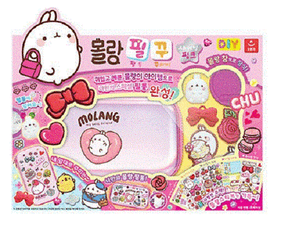 Molang Decorating Pencil Case Shining pink +DIY Sticker/korea