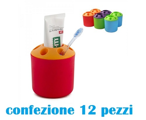 Set 12 Portaspazzolino Contenitore Spazzolini Dentifricio Colorato Bagno moc