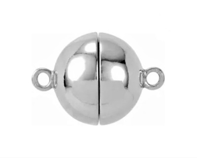 10mm ROUND MAGNETIC SOLID 14k PALLADIUM WHITE Gold Clasp Pearl Necklace USA