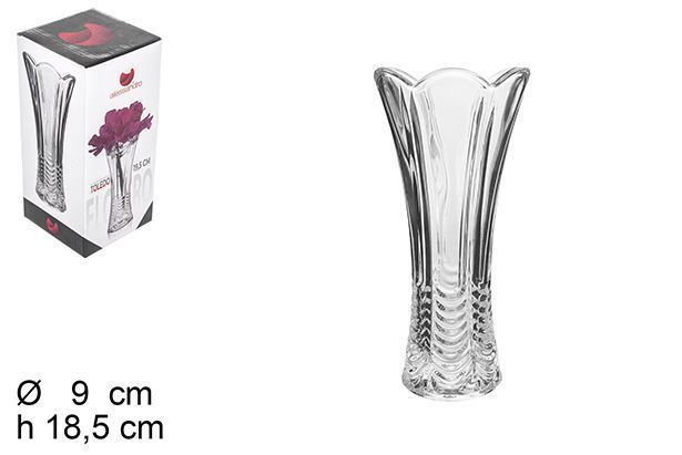 Vaso 19cm In Vetro Trasparente Elegante Per Fiori Piante 105389 val