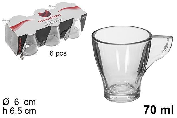 Set 6 Pezzi Bicchieri Bicchierini Tazzine Per Caffè In Vetro 70ml dfh