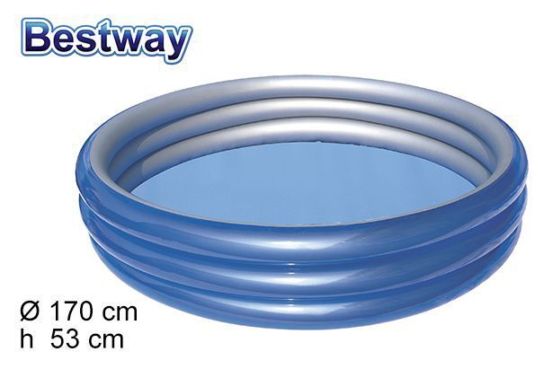 Piscina Gonfiabile 3 Anelli Metallica Bambini Giardino Estate 170x53cm val