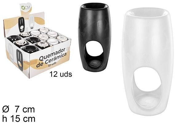 Set 12 Pezzi Brucia Essenze In Ceramica Bianco Nero 108670 dfh