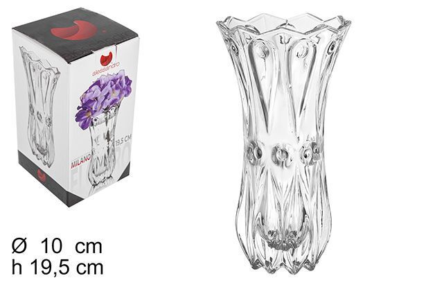Vaso 18cm In Vetro Trasparente Elegante Per Fiori Piante 101696 val
