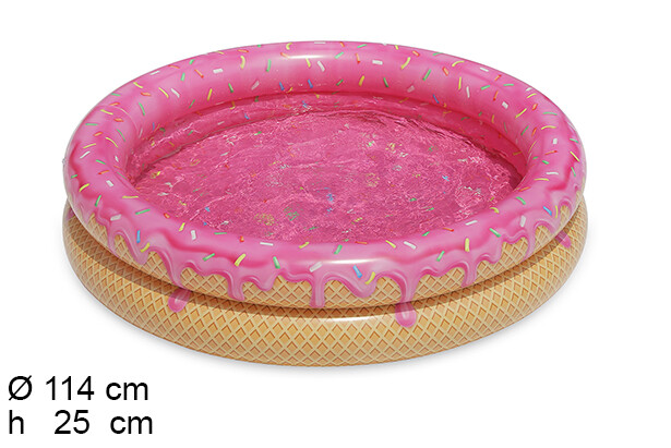 Piscina Rotonda Gonfiabile Fuoriterra Gelato Bambini Giardino 2 Anelli 114cm