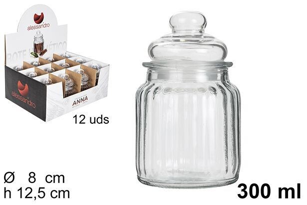 Set 12 Pezzi Barattolo Vasetto Con Coperchio Vetro 300ml Anna dfh