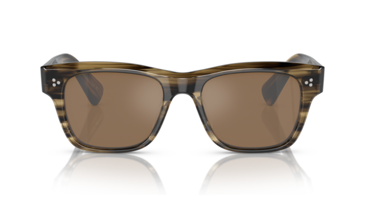 Pre-owned Oliver Peoples 0ov5524su Birell Sun 1719g8 Olive Smoke 52mm Men's Sunglasses In Cognac Mirror