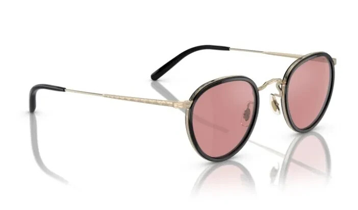 Pre-owned Oliver Peoples Ov1104s Mp-2 Sun 51453e Black-gold/magenta Round Men's Sunglasses In Purple