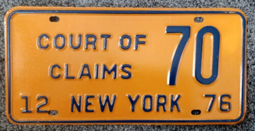 New York 1976 Claims Court License Plate 70