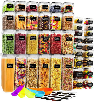 42 Pack Set Kitchen Plastic Food Containers with Airtight Lids Leak Proof