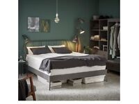 Double Bed with Metal Frame, Base, Mattress and Feather Topper