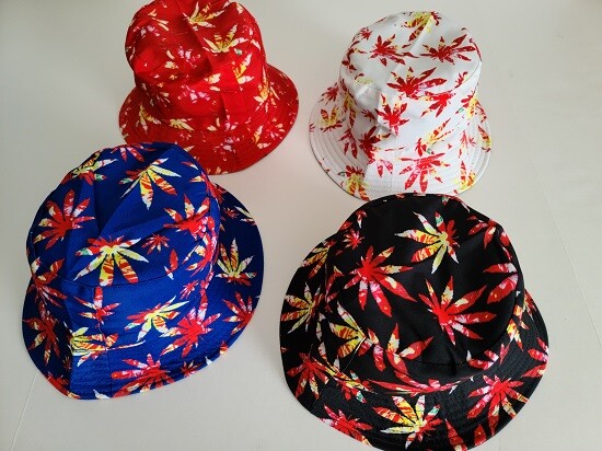 Unisex Marijuana Leaf Reversible Bucket Hat Camping Outdoor